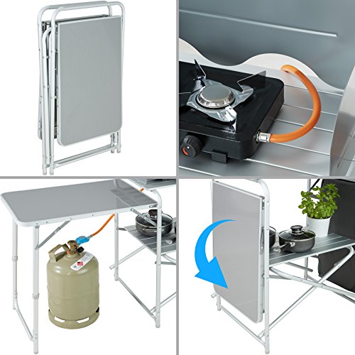 Meuble De Camping - Tectake -cuisine De Camping Pliable Avec Sac De Transport 172 X 52 X 104 Cm - Gris
