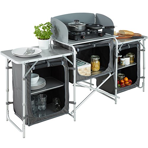 Meuble De Camping - Tectake -cuisine De Camping Pliable Avec Sac De Transport 172 X 52 X 104 Cm - Gris