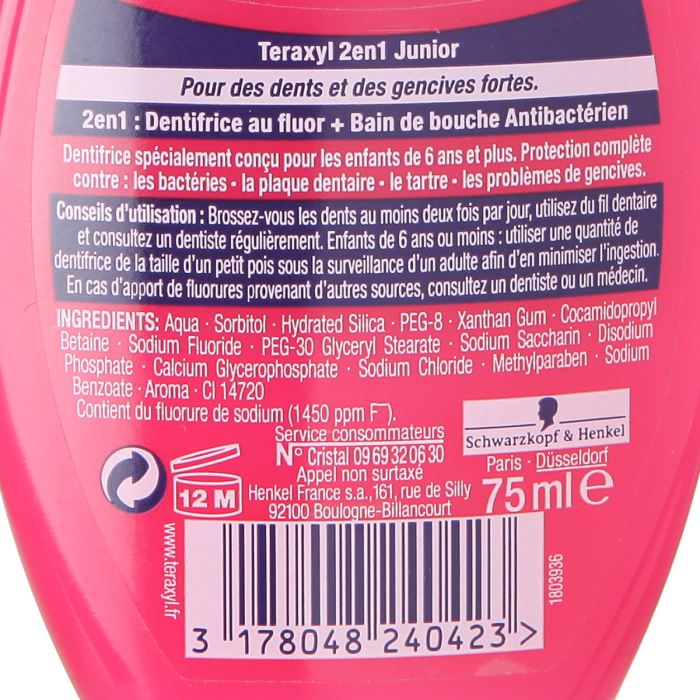 TERAXYL Dentifrice 2en1 junior 75ml