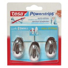 TESA 3 mini crochets ovales chrome 4 Mini Powerstrips