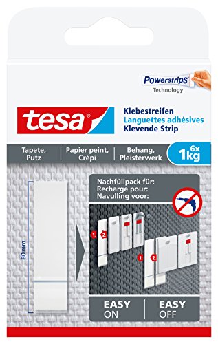 Tesa Languettes Adhesives - Pour Papier Peint & Platre - Charge Supportee : 1 Kg