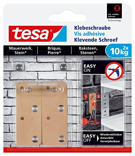 Tesa Vis Adhesives Rectangulaires - Pour Brique & Pierre - Charge Supportee : 10 Kg