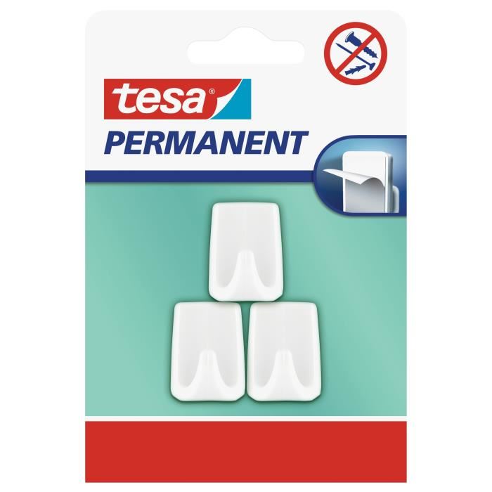 Tesa Crochets Permanents - Rectangulaires - Blancs - S