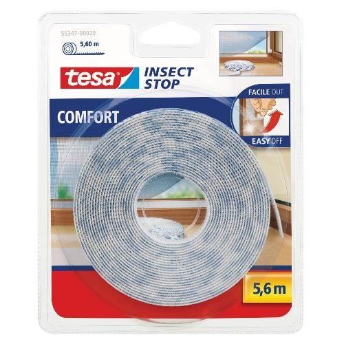 TESA Moustiquaire recharge Comfort - Bande auto-agrippante - 5,6 m x 10 mm - Blanc