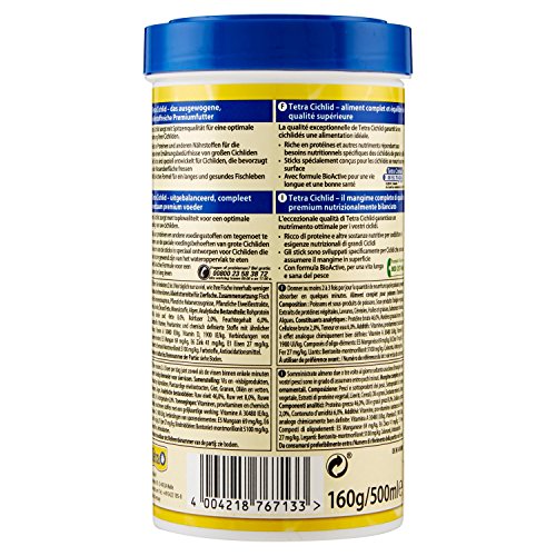Granules Pour Cichlides - Tetra - Cichlides Sticks - Aliment Complet - 500 Ml - Pour Poissons Adultes