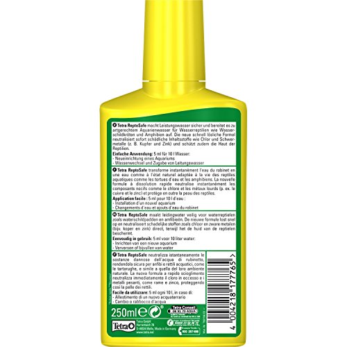 Conditionneur Deau - Tetra - Reptosafe - 250 Ml - Pour Tortues - Neutralise Le Chlore