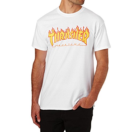 Thrasher T-shirt Motifs Flammes Xl White