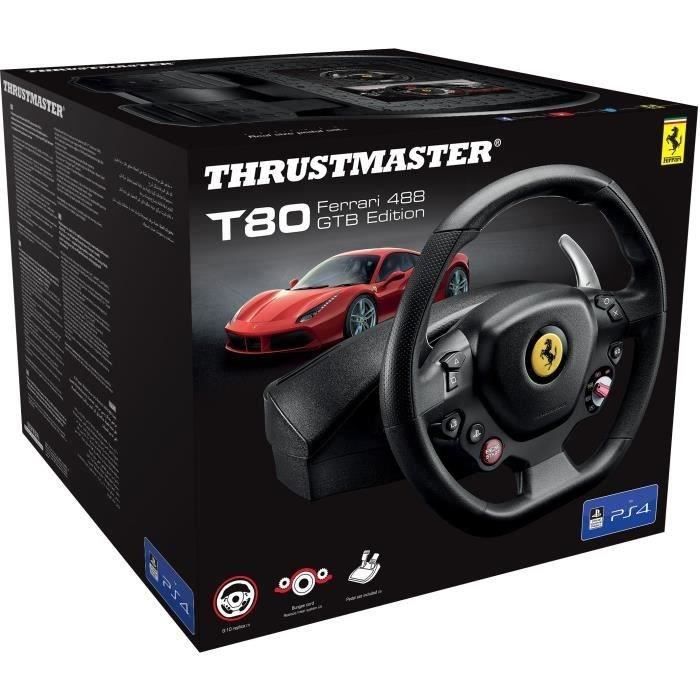 Thrustmaster Volant T80 Ferrari 488 Gtb Edition Ps4 Pc Fonctionne Avec Les Jeux Ps5
