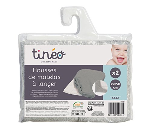 tineo Tineo Housses de Matelas a Langer Gris Clair Lot de 2