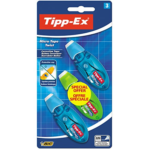 Tipp-ex® - Lot De 3 Rubans Correcteur Tipp-ex Micro Tape Twist - Bleu, Rose, Vert Et Violet