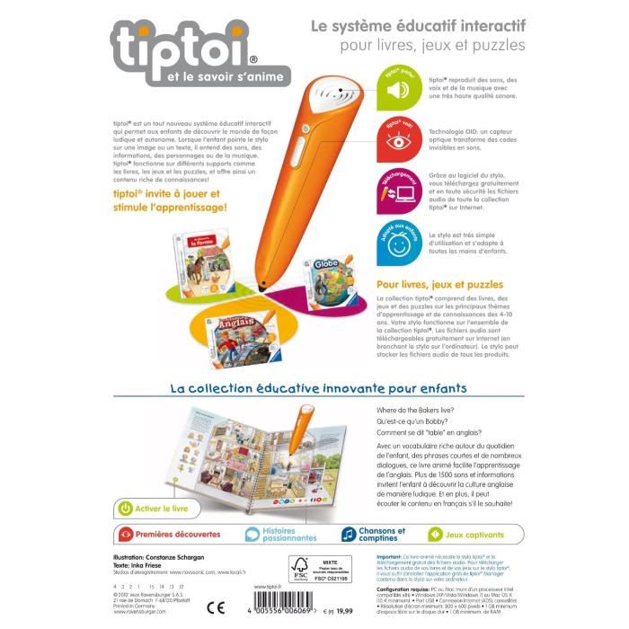 Tiptoi® Japprends Langlais Ravensburger Livre Electronique Educatif Des 4 Ans En Francais