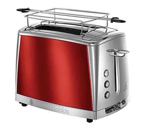 Russell Hobbs 23220-56 Grille-pain, Toaster Luna, Cuisson Rapide, Contrôle Brunissage, Rechauffe Viennoiserie Inclus - Rouge