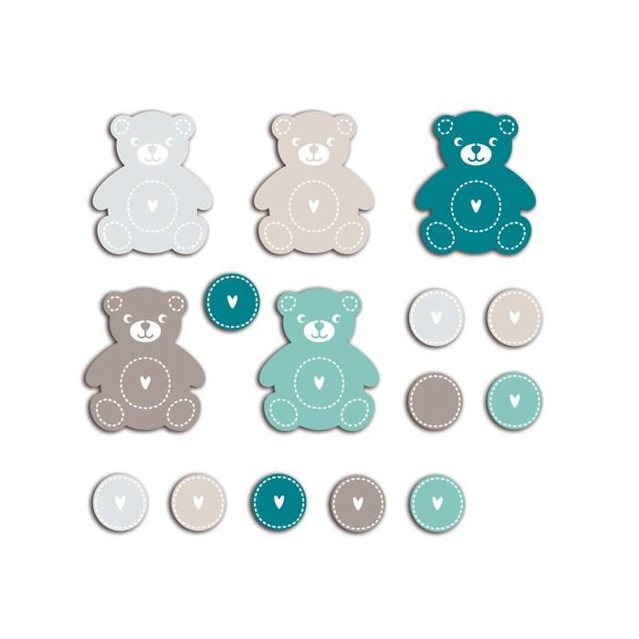 Toga Pack De 20 Formes Decoupees Nounours Bleu Et Taupe