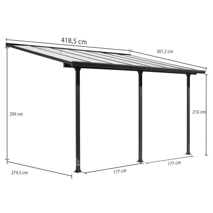 Habrita Toit Terrasse Aluminium - Tt3042al Gris Anthracite - 12,83 M² - Polycarbonate 6 Mm