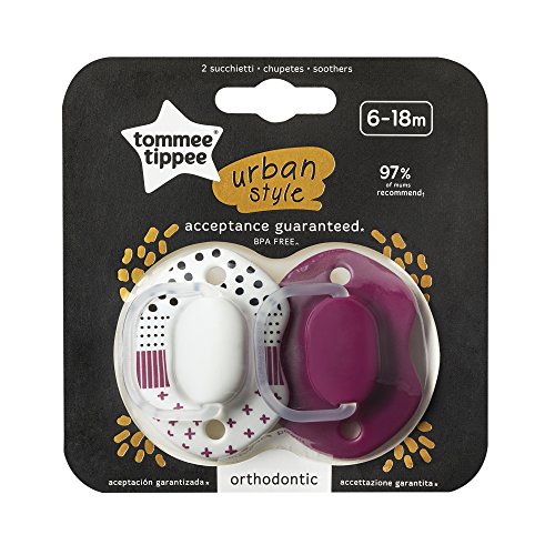Tommee Tippee Closer To Nature Sucette Urban Style Fille 6-18 mois Lot de 2