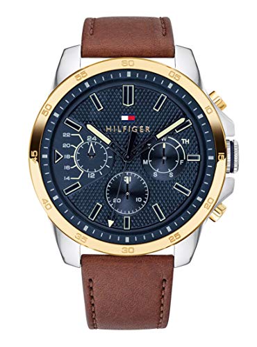 Montre - Tommy Hilfiger - 1791561 - Cuir Marron - Resistant A Leau 5 Bar - 46 Mm