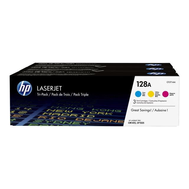HP D'origine HP Color LaserJet Pro CP 1525 nw toner (128A / CF 371 AM) multicolor multipack (pack de 3), 1 300 pages, 12,14 centimes par page