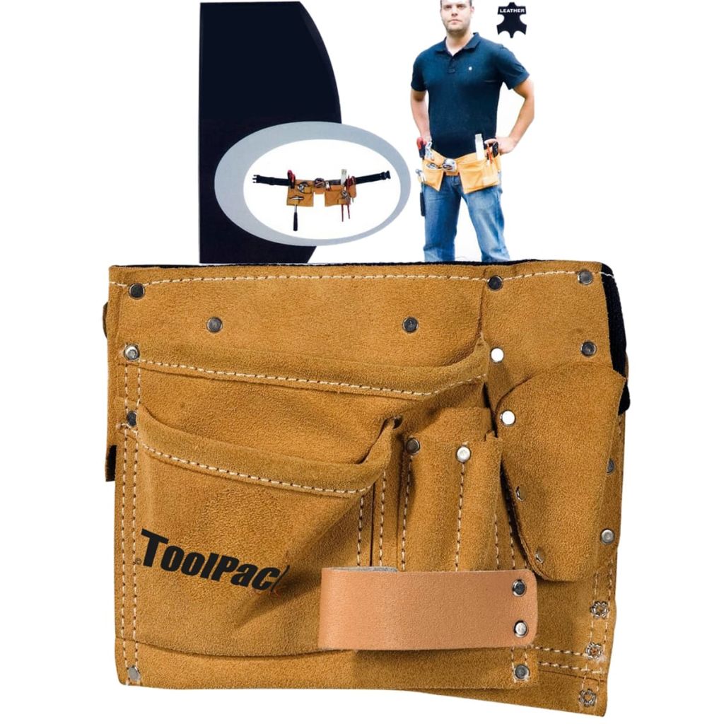 Toolpack Ceinture Porte-outils a Double Poche Sacoche Hobby Cuir 366.020