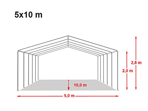 Tente De Reception Toolport 5x10m En Pvc Blanc Impermeable
