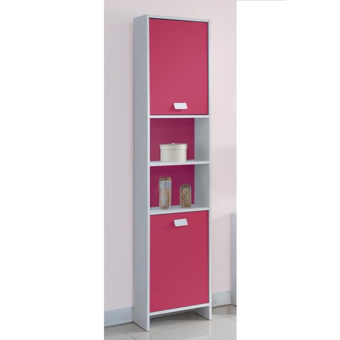 Top Colonne De Salle De Bain L 40 Cm Blanc Et Fuchsia Mat