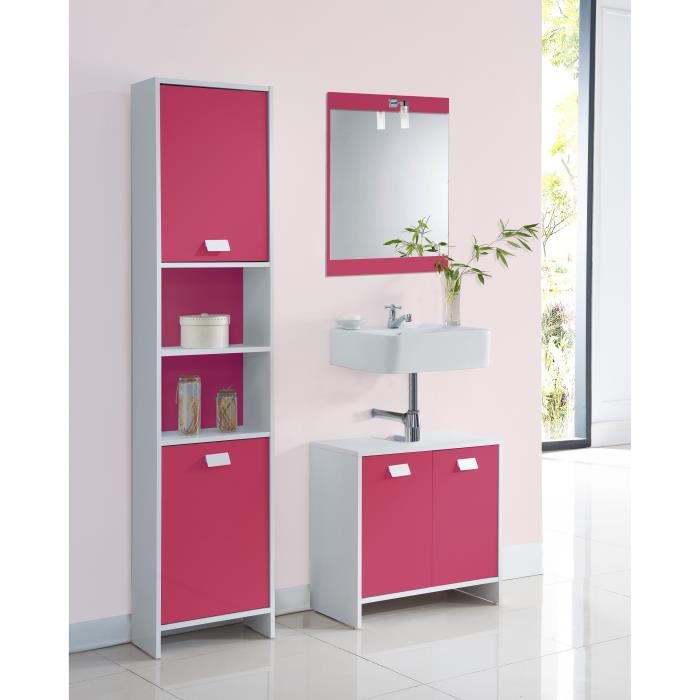 Top Colonne De Salle De Bain L 40 Cm Blanc Et Fuchsia Mat