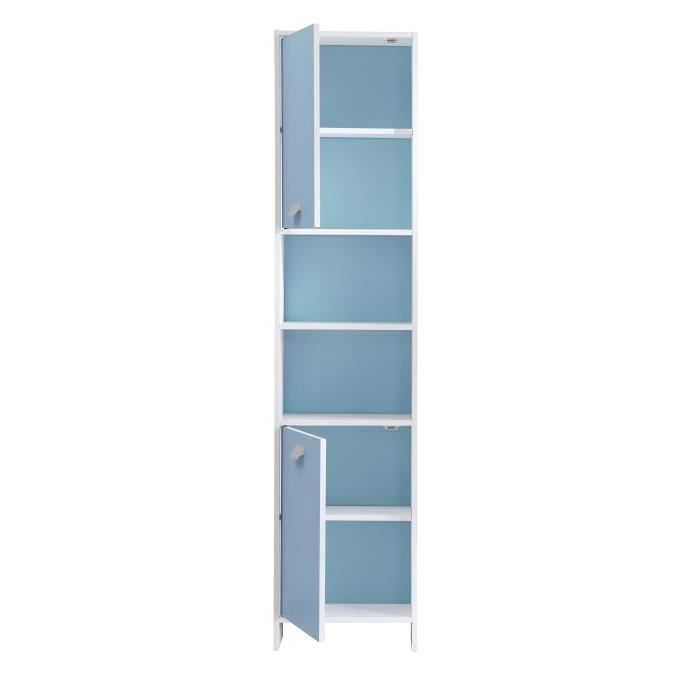 Top Colonne De Salle De Bain L 40 Cm Blanc Et Bleu Mat