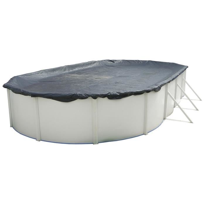 Bache Dhiver Pour Piscine Hors Sol 640 X 366 Cm - Toi - Ovale - Resistant Aux Dechirures - Anti-uv - Noire