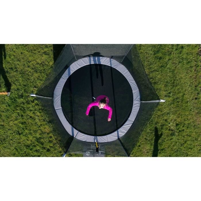 Trampoline Kangui Gris O 426430 Cm Enfant Echelle Bache Certification Ce Nf En 7114