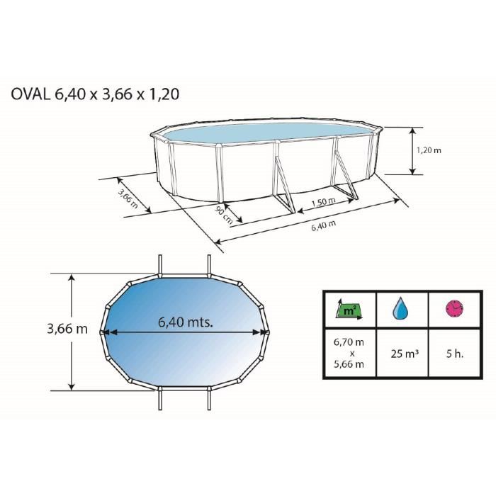 Piscine Hors Sol Ovale Toi Trencadis 640x366x120 Filtre A Sable Et Skimmer Inclus