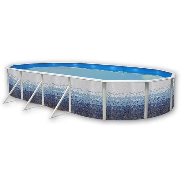 Trencadis Piscine Hors Sol Ovale En Acier 915 X 457 X 120 Cm Kit Complet Piscine Filtre Skimmer Et Echelle
