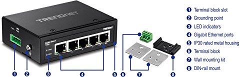 Trendnet Commutateur Ethernet Ti G50 5 Ports 2 Couches Supportees Paire Torsadee Montage Sur Rail