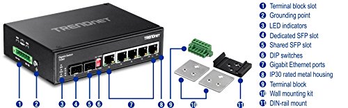Trendnet Ti G62 Commutateur Non Gere 5 X 100100010000 1 X Sfp Gigabit Partage 1 X Sfp Montage Sur Rail Din Fixation Murale Tension Cc Conformite Taa