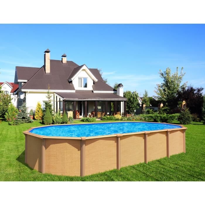 Trigano Piscine Metal Hors Sol Osmose 760 X 395 X 132 M Aspect Bois