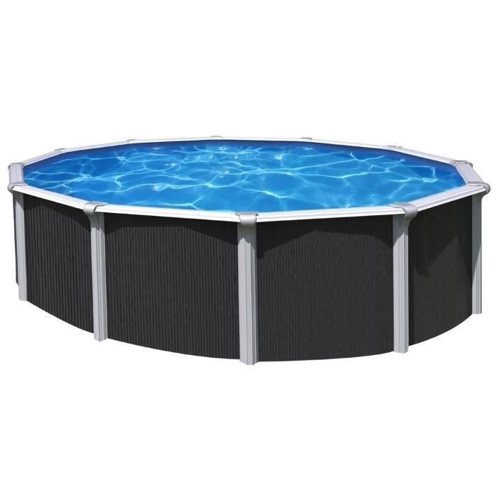 Piscine hors-sol acier diametre 3,95 m anthracite - OSMOSE