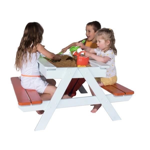 Table picnic enfant avec bac a sable integre