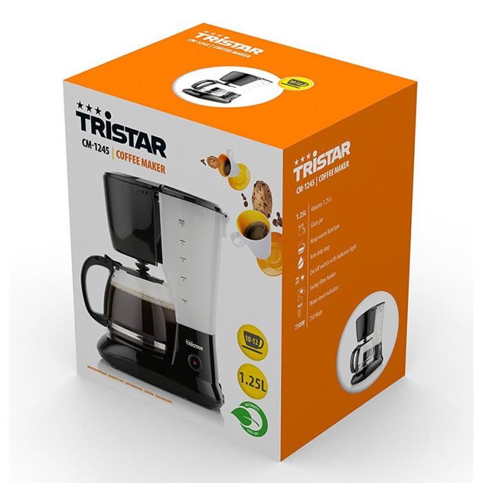 Cafetiere - Tristar - Cm-1245 - 750w - 1,25l - 10-12 Tasses - Filtre Permanent Lavable