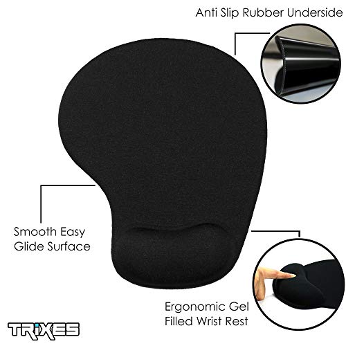 Trixes Tapis De Souris Avec Repose Poignet En Gel Confort Pour Pc Noir