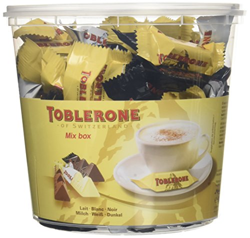 Toblerone Assortiment De 3 Mini Toblerone : Chocolat Au Lait, Chocolat Noir, Chocolat Blanc - Tubo De 113 Mini Barres X 904 G