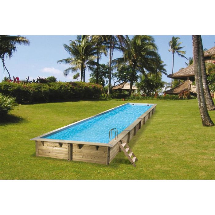 Ubbink Piscine Bois Linea 1550 X 350 X H 155 Cm - Liner Beige 85/100 Eme