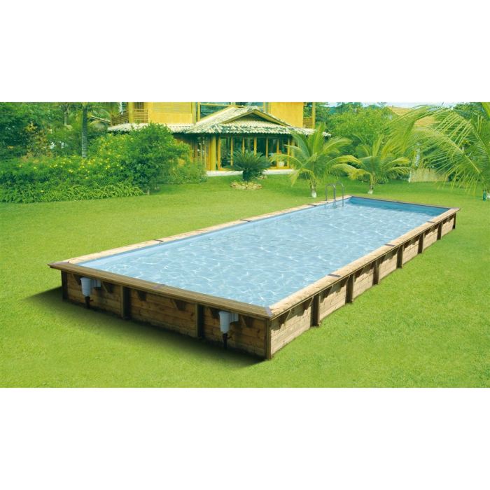 Ubbink Piscine Bois Linea 1100 X 500 X H 140 Cm - Liner Beige 75/100 Eme