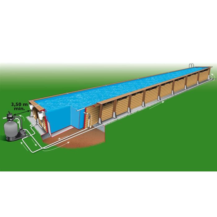Piscine En Bois Linea 350 X 1550 X 155 Cm - Liner Bleu