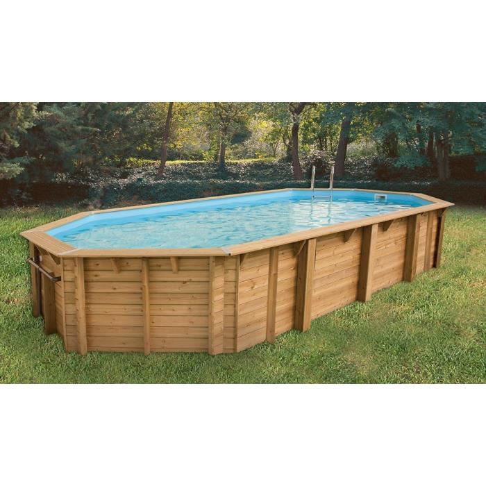 Ubbink Piscine Bois Ocea 470x860 H130cm Liner Beige Hors Sol Semi Enterree Ou Enterree Garantie 15 An