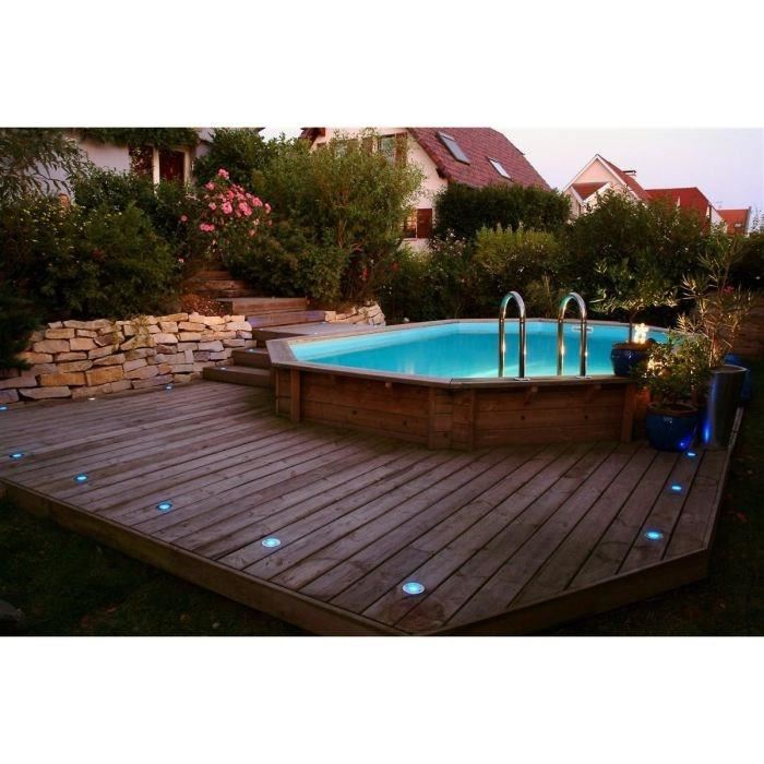 Kit Piscine Hors Sol En Bois Ubbink Ocea - 400 X 610 X 130 Cm - Ovale (avec Filtre A Sable Echelle Interieure + Echelle