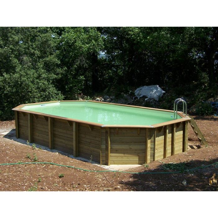 Ubbink Piscine Bois Ocea 860 X 470 X H 130 Cm - Liner Bleu 75/100 Eme