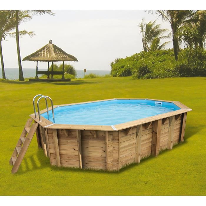 Piscine bois SUNWATER 300 x 490 x 120 liner bleu