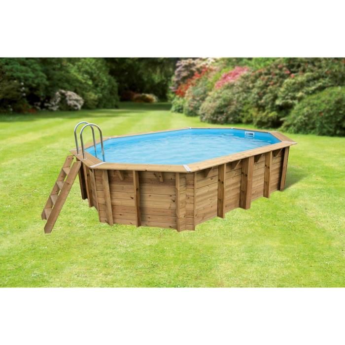 Piscine Hors Sol Ubbink Ocea Octogonale 355 X 550 X H120 Cm En Bois Liner Gris