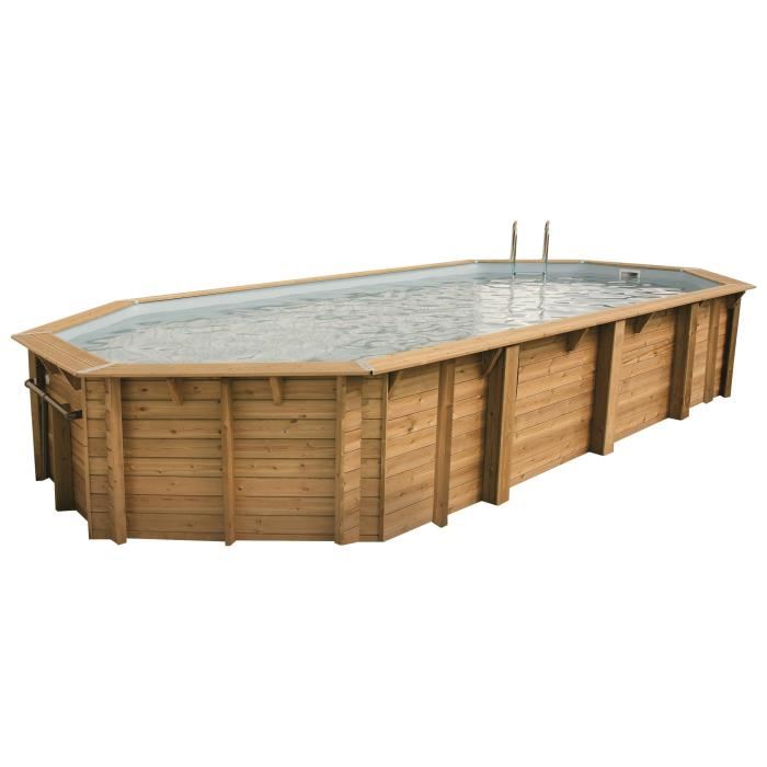Ubbink Piscine Bois Ocea 8,60 X 4,70 X H1,30m Coloris Du Liner - Gris