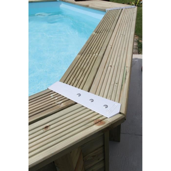 Kit Piscine Hors Sol En Bois Ubbink Maldives 490 X 300 X 120 Cm Ovale Filtre A Sable Echelle Interieure Echelle