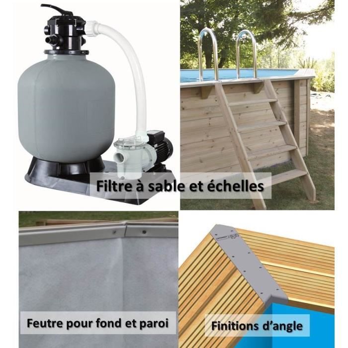 Ubbink Piscine Bois Linea 350x650 H140cm Liner Bleu Hors Sol Semi Enterree Ou Enterree Garantie 15 Ans