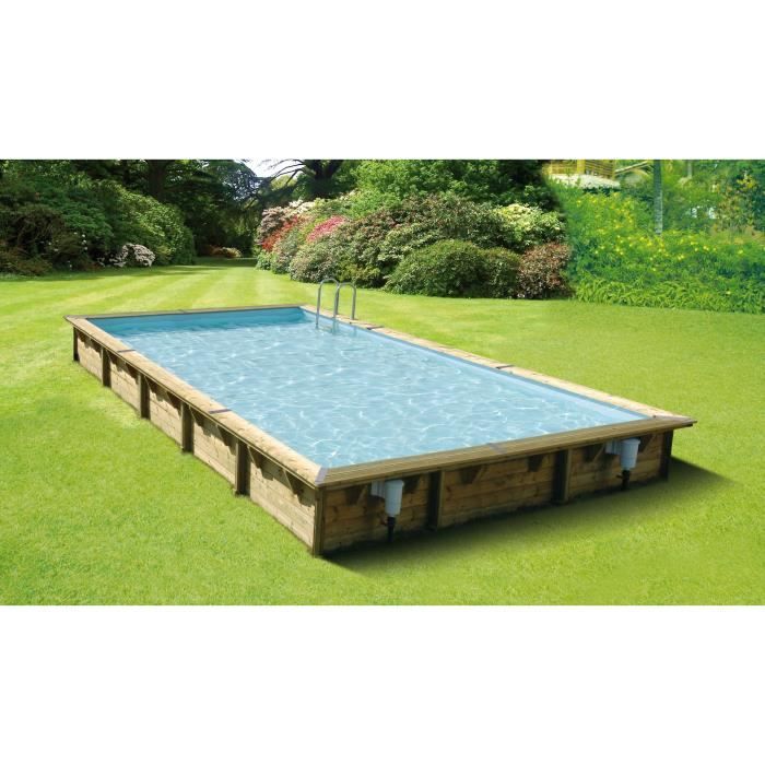 Ubbink Piscine Bois Linea 800 X 500 X H 140 Cm - Liner Beige 75/100 Eme